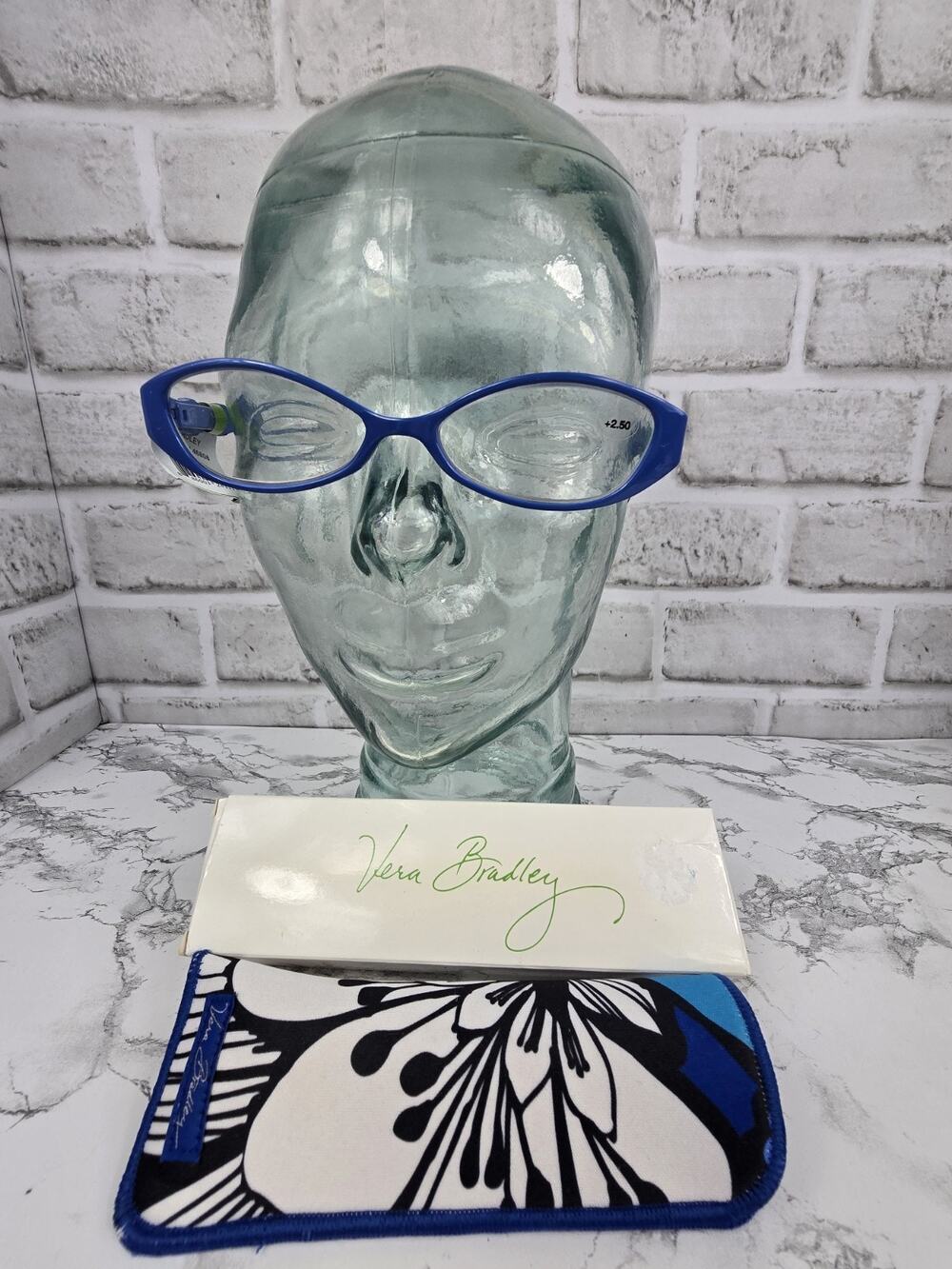 Vera Bradley Amanda Reading Eyeglasses 2.50+ Blue Readers & Case, NEW ,Box Bent